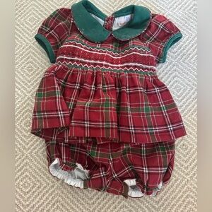 Smockingbird Christmas plaid bloomer set